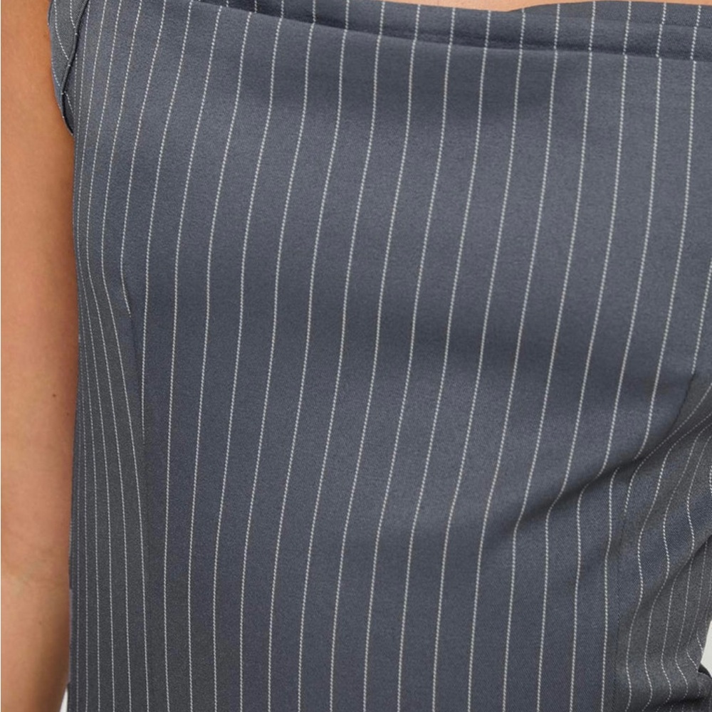 Belvior Mini Dress Grey Pinstripe Princess Polly - Picture 5 of 5
